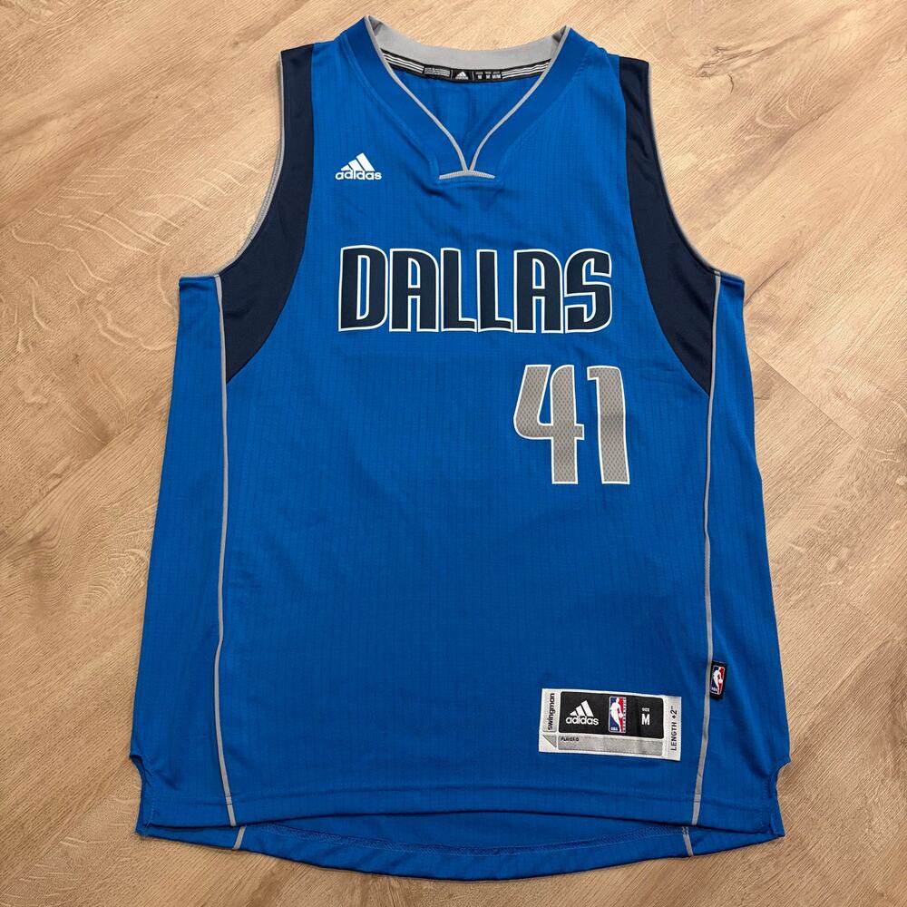 Adidas NBA Dallas Mavericks Dirk Nowitzki #41 Jersey Men's Medium Blue Swingman
